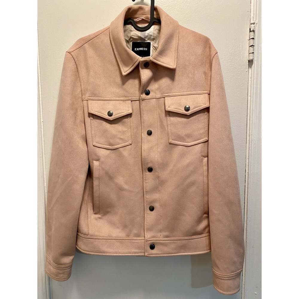 Express Pink Suede trucker Jacket Size XS Soft And Fashionable Preppy Coquette